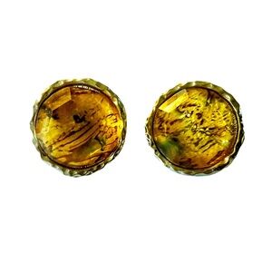 Vintage Round Silver tone Clip on Earrings